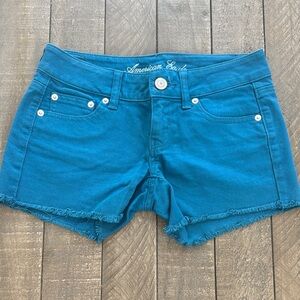 American Eagle Outfitters Blue Jean Shorts Frayed Hem